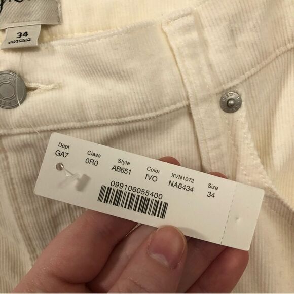 J. Crew NWT Women's Ivory Corduroy Vintage Straight 9" Pants size 34 - Picture 4 of 9